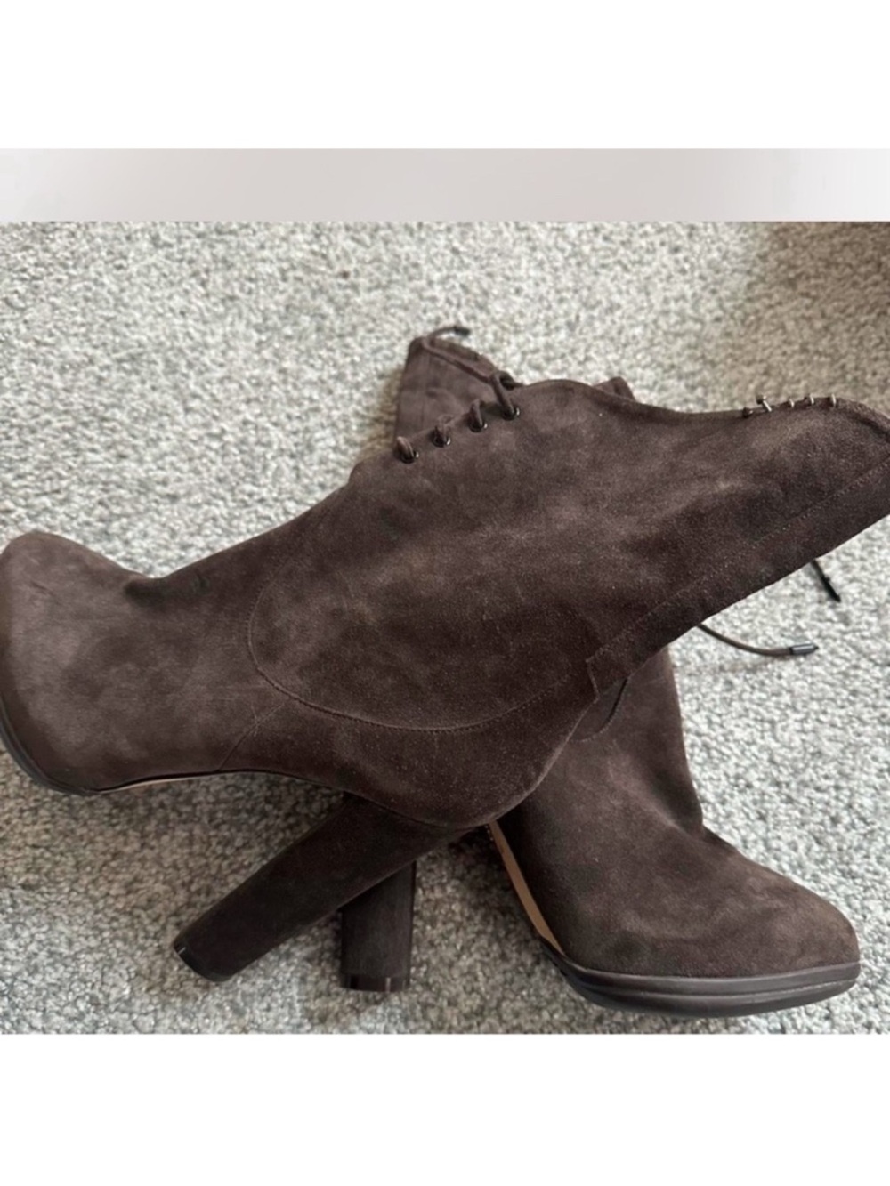 Aquazzura Suede High Heel Ankle Boots in Dark Brown